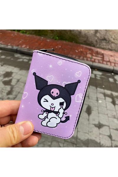 Köstebek Anime Fantasy Magic Melody - Κοντό πορτοφόλι Kuromi Purple