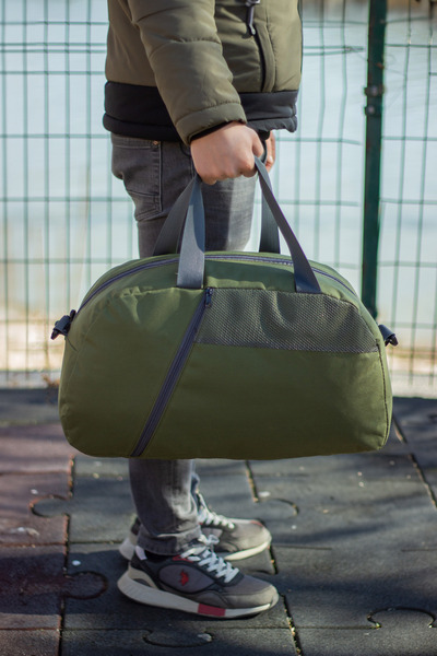 KAFF Geantă de călătorie de mână de dimensiune medie, kaki, cu buzunar fronta...