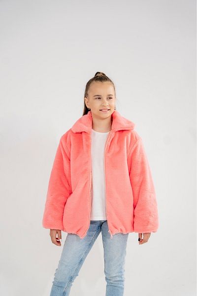 Eray Kids Basic Daily Pomegranate Flower Girl's Plush Coat