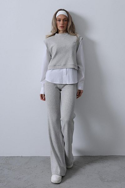 Le Savu Shilsee Shirt Knitted Gray Knitting Suit