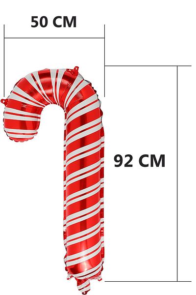 Parti dolabı 80cm Christmas Walking Stick Candy Cane Foil Balloon, New Year Decoration Ornament Balloon 1Pcs