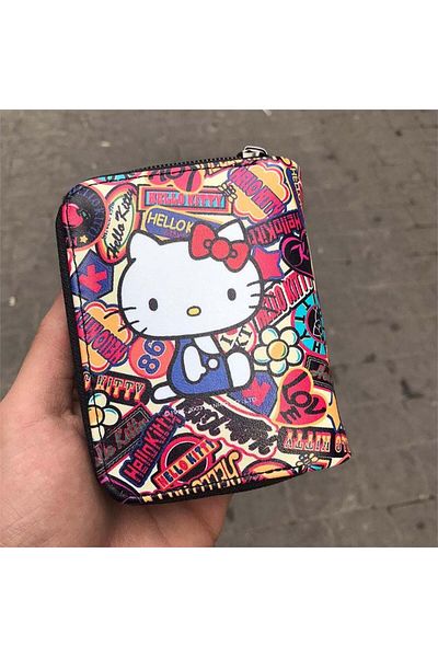 Köstebek Hello Kitty - Short Wallet with Collage Pattern