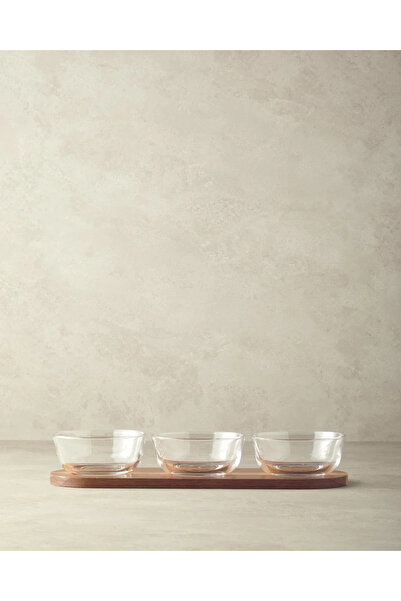 English Home Orient Meze Tabağı 4 Parça Akasya 12x36 cm. Koyu kahverengi