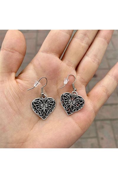 Köstebek Vintage Pattern Butterfly Earrings