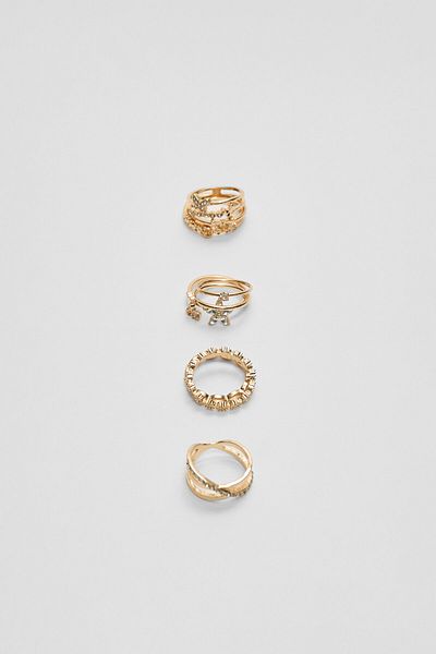 Stradivarius Set of 9 Rings with Butterfly and Shiny Stones