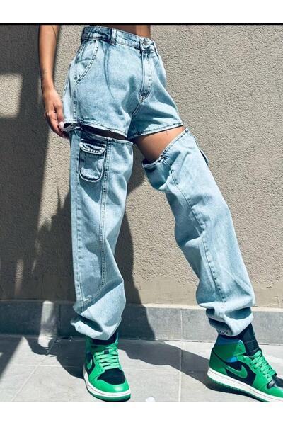 Kadın Jean Şort Pantolon 40206 Mavi