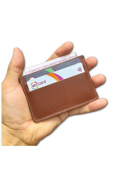 ipekbazaar Genuine Leather Super Slim 4-Piece Card Holder Set - Unisex, Slim, Women's Men's Credit Wallet
