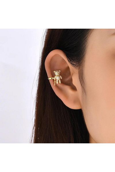 DEMOKAN Special Design Women'sTeddyEarrings - Cartilage with Star Detail