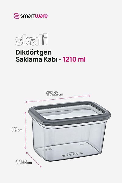 Smartware Anthracite 1210 ml - Set of 6 Scale Rectangular Storage Containers