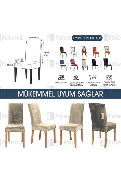 probak HOME Kadife Sandalye Örtüsü Sandalye Kılıfı Mutfak Sandalye Örtüsü