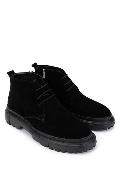 Tamer Tanca Men's Genuine Leather Black Suede Casual Boots