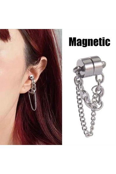 Köstebek Magnet Double Chain Earrings