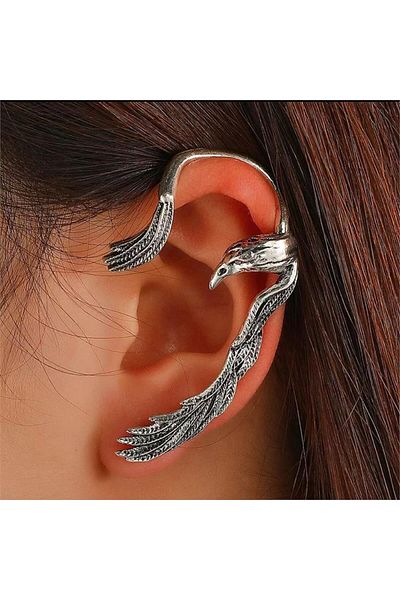 Köstebek Protection Raven Left Ear Spiral Earrings