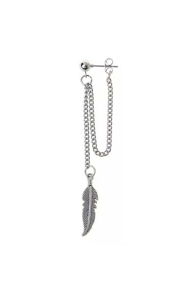Köstebek Feather Detailed Chain Single Earrings
