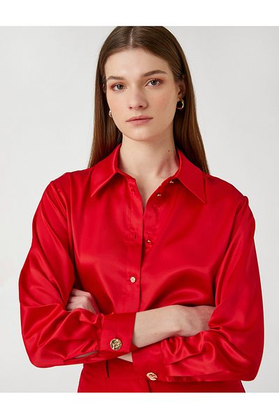 Koton Satin Shirt Long Sleeve Buttoned