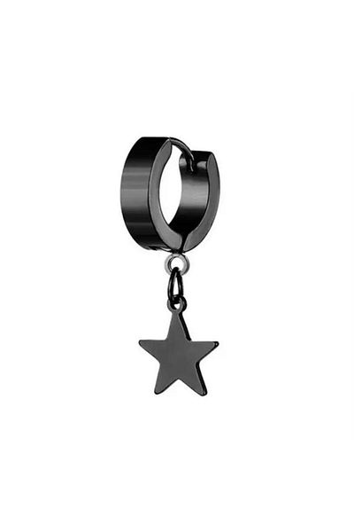 Köstebek Black Dangle Star Single Earrings