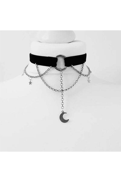 Köstebek Ring and Chain Moon and Star Detailed Leash