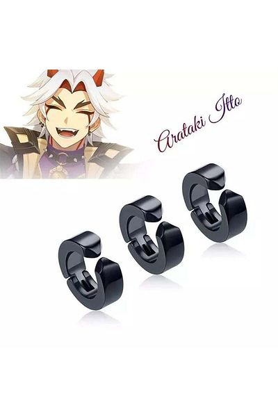 Köstebek Anime Genshin Impact - Arataki Itto Black Earring