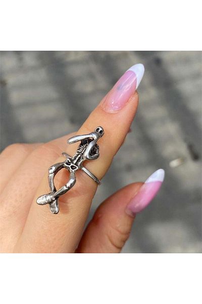 Köstebek Screaming Skeleton Gray Ring