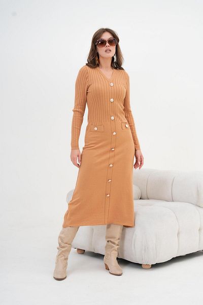 FTZ WOMEN Γυναικείο Κοτσιδάκι Φόρεμα Camel 20847