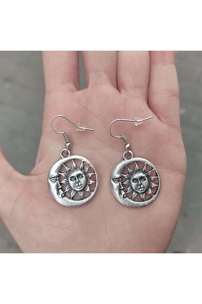 Köstebek Moon And Sun Circle Earrings