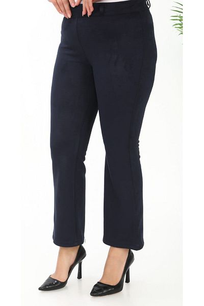 AKŞEN GİYİM Plus Size Spanish Leg - Lycra Suede Fabric 2 Size Look Thin Gathering Pants