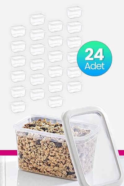 Smartware 24-Piece White Scale Rectangular Storage Set - 1210 ml