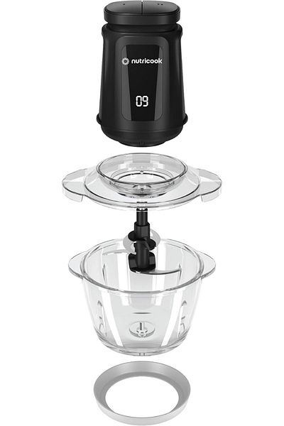 Nutricook Choppi XL 1.2L Glass Chopper and Mincer, 500W w/ Pulse & 2 Speeds, Removable 4 SS-Blade
