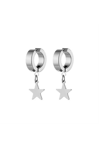 Köstebek Silver Dangle Star Double Earrings