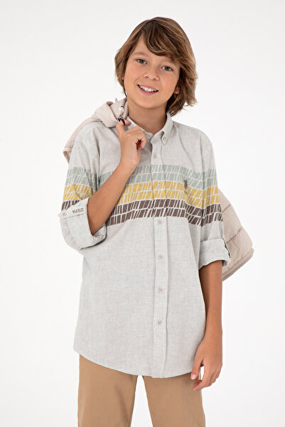 U.S. Polo Assn. Erkek Çocuk Ekru Uzun Kollu Gömlek 50297397-VR019