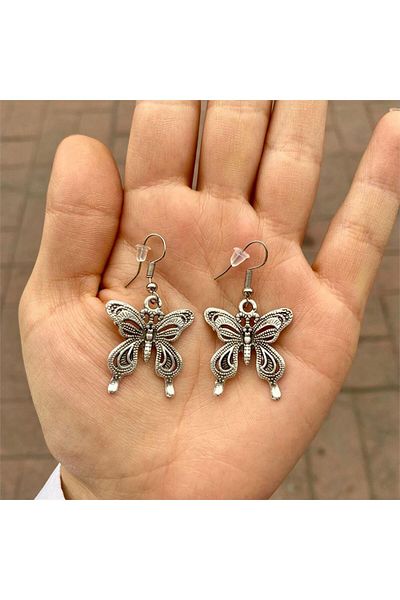 Köstebek Embroidered Butterfly Earrings