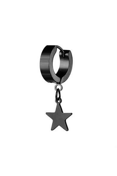 Köstebek Black Dangle Star Single Earrings