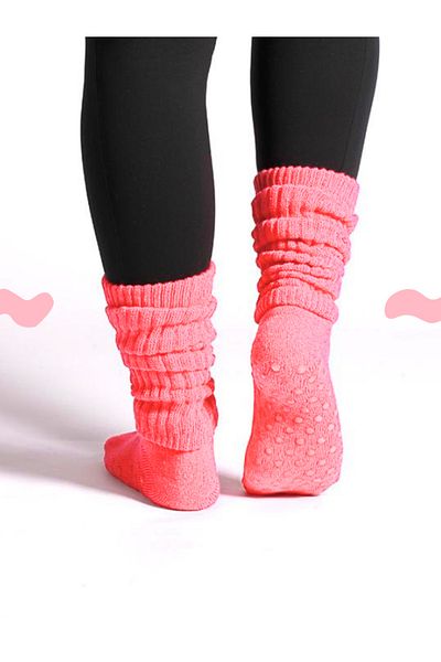 Muse Of Socks جوارب طويلة مقاومة للانزلاق باللون الوردي النيون