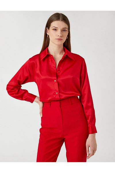 Koton Satin Shirt Long Sleeve Buttoned
