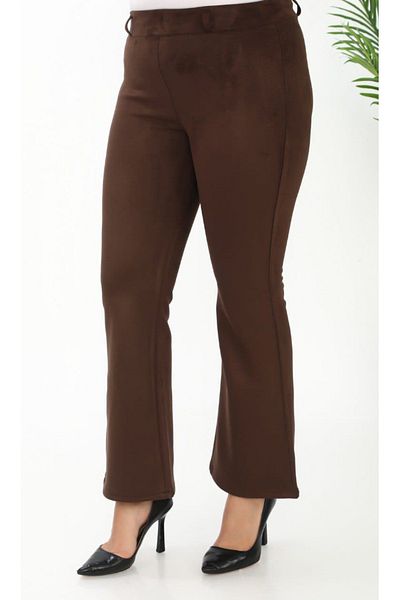 AKŞEN GİYİM Plus Size Spanish Leg - Lycra Suede Fabric 2 Size Look Thin Gathering Pants