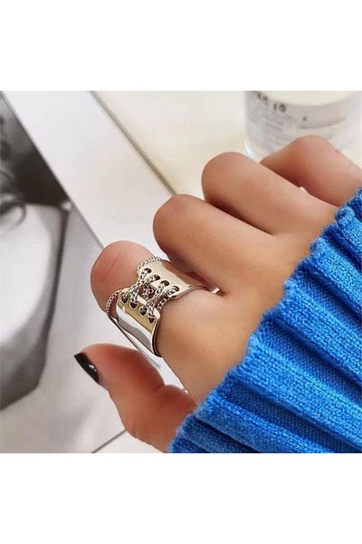 Köstebek Chain Lacing Detailed Ring