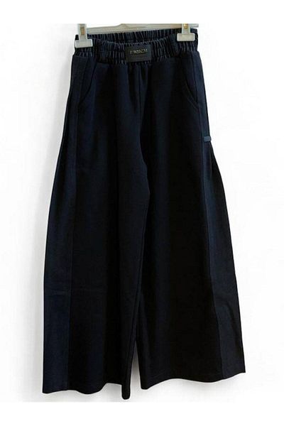 Zekids Pantaloni de trening pentru fete cu 2 fire, cu garnitură din denim pe laterale
