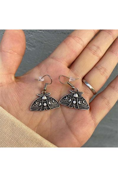 Köstebek Phases Of The Moon Moth Earring