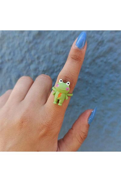 Köstebek Frog Ring - Lightning Detailed