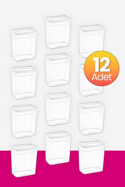 Smartware White Scale Rectangular Storage Container - Set of 12 2350 ml