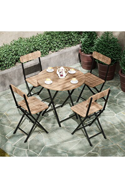 Güzelkan 4 Kişilik Yuvarlak Bistro Takım Bahçe Mutfak Masa Sandalye