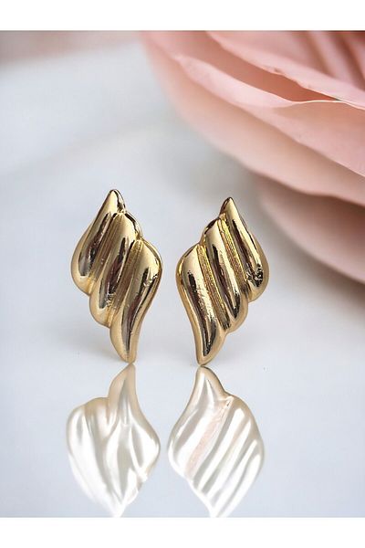 NAİFTAKIAKSESUAR Women's Gold Color Twist Vintage Earrings
