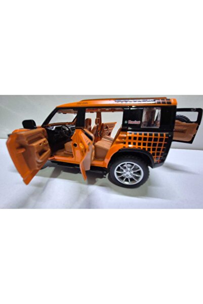 Hepsilazım Diecast Model Metal Oyuncak Araba Land Rover Jip Defender Modifiyeli Koleksiyon Jeep 20cm Suv Oranj