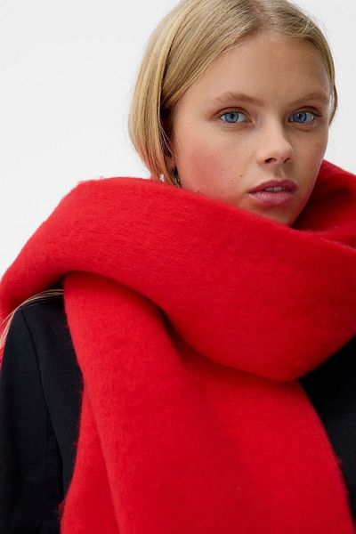 Paragon Red Women's Scarf Shawl - Imported Puffy and Soft Textured Shoulder Shawl