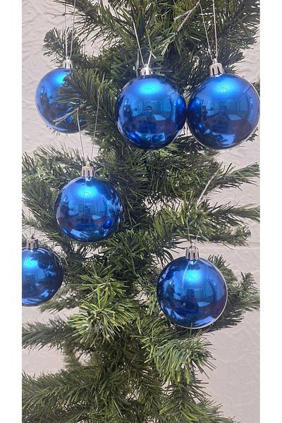 asöy 6 Cm Pom de Decorare Albastru - Pachet de 6 Mingi Mici de Dimensiuni Mari de Culoare Albastru