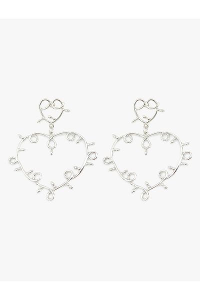 Koton Oversized Dangle Heart Earrings - Koton X Inji