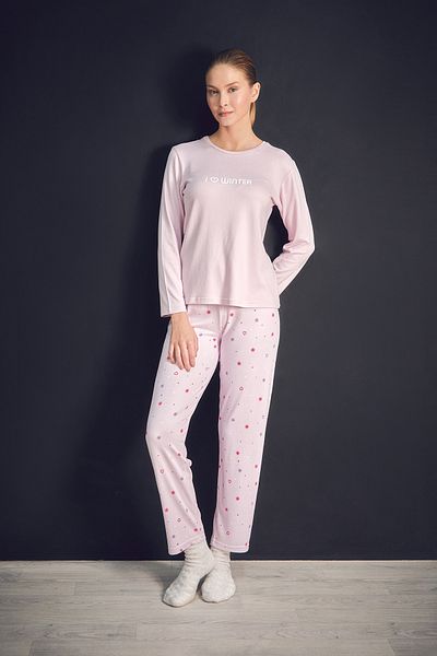 Fulla Moda Text Printed Crew Neck 2 Piece Pajamas Set