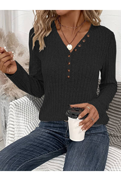 buğrahayalin Women's Long Sleeve V-Neck Button up Hoodie Camisole Blouse