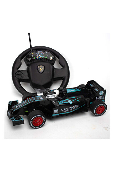 Fab N Funky 1: 18 سيارة تحكم عن بعد بعجلة قيادة معلقة بأربعة اتجاهات - باللونين الأسود والأزرق