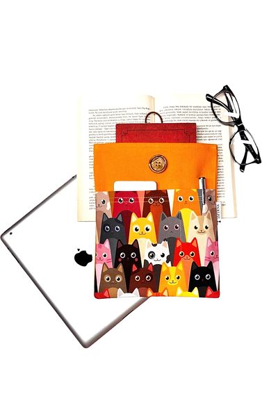 Smyrna Book Case / Tablet Case / Ebook Case / Multi-Purpose Case (Cats, Yellow)
